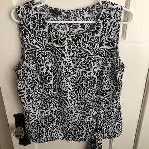 Talbots black and white tank top with tie, size M, gently used